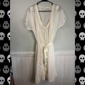 Vintage Madison Studio Ivory Sheer Nightgown Robe Lace Trim XL Boho